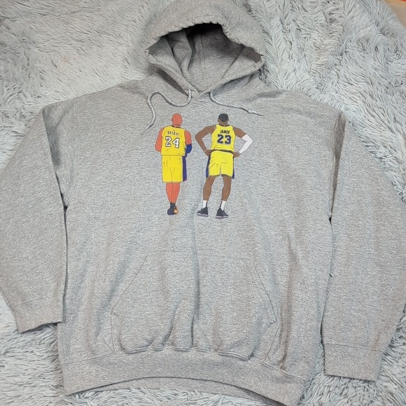 Gildan Other - Kobe Bryant Lebron James Sweatshirt Mens L Gray Hoodie‎ Pocket Street Wear